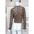 Женский пуловер с леопардовым принтом и горячим сверлением